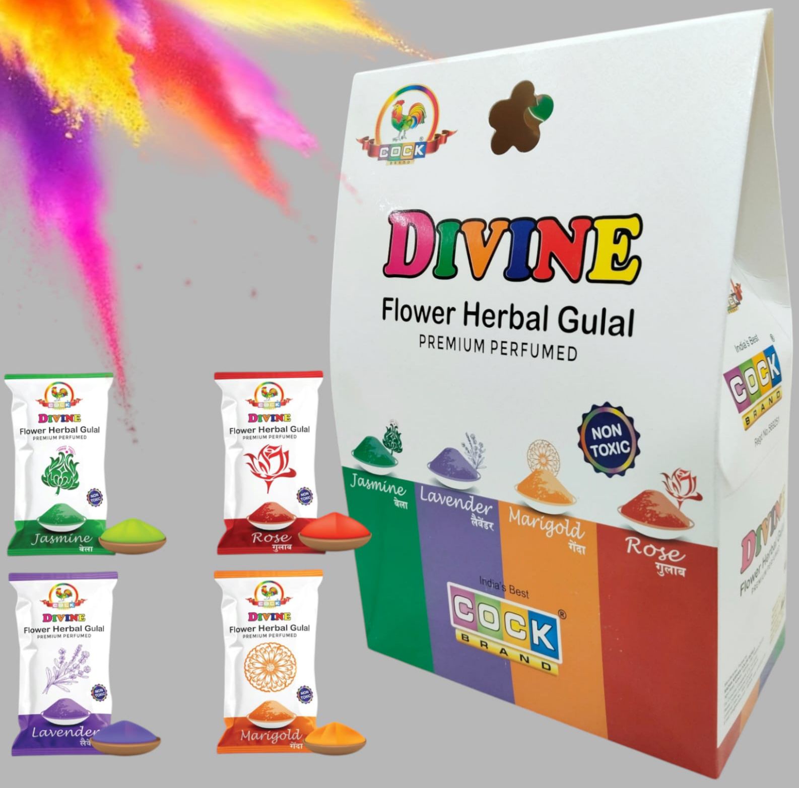 Murga Brand - Divine Flower Herbal Gulal Gift Pack 